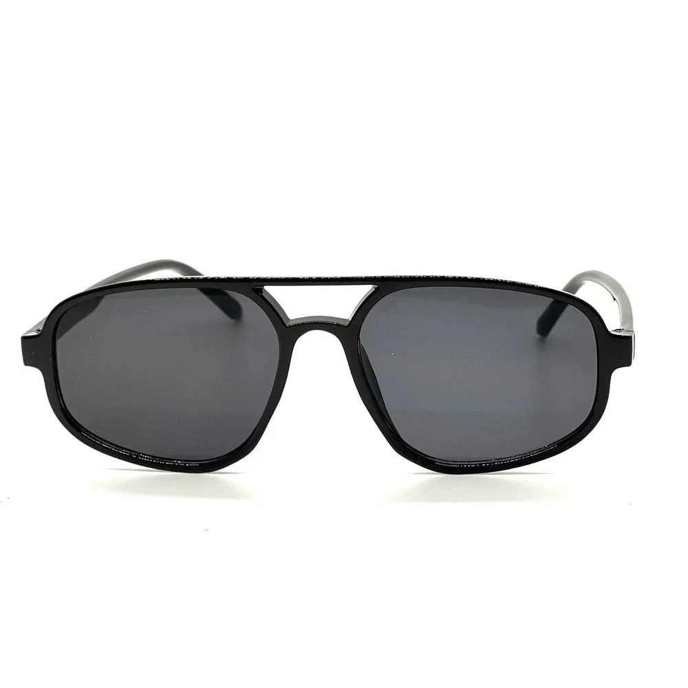 Mens Black Aviator Sunglasses Oversized Full Rim‎ Dark Lenses